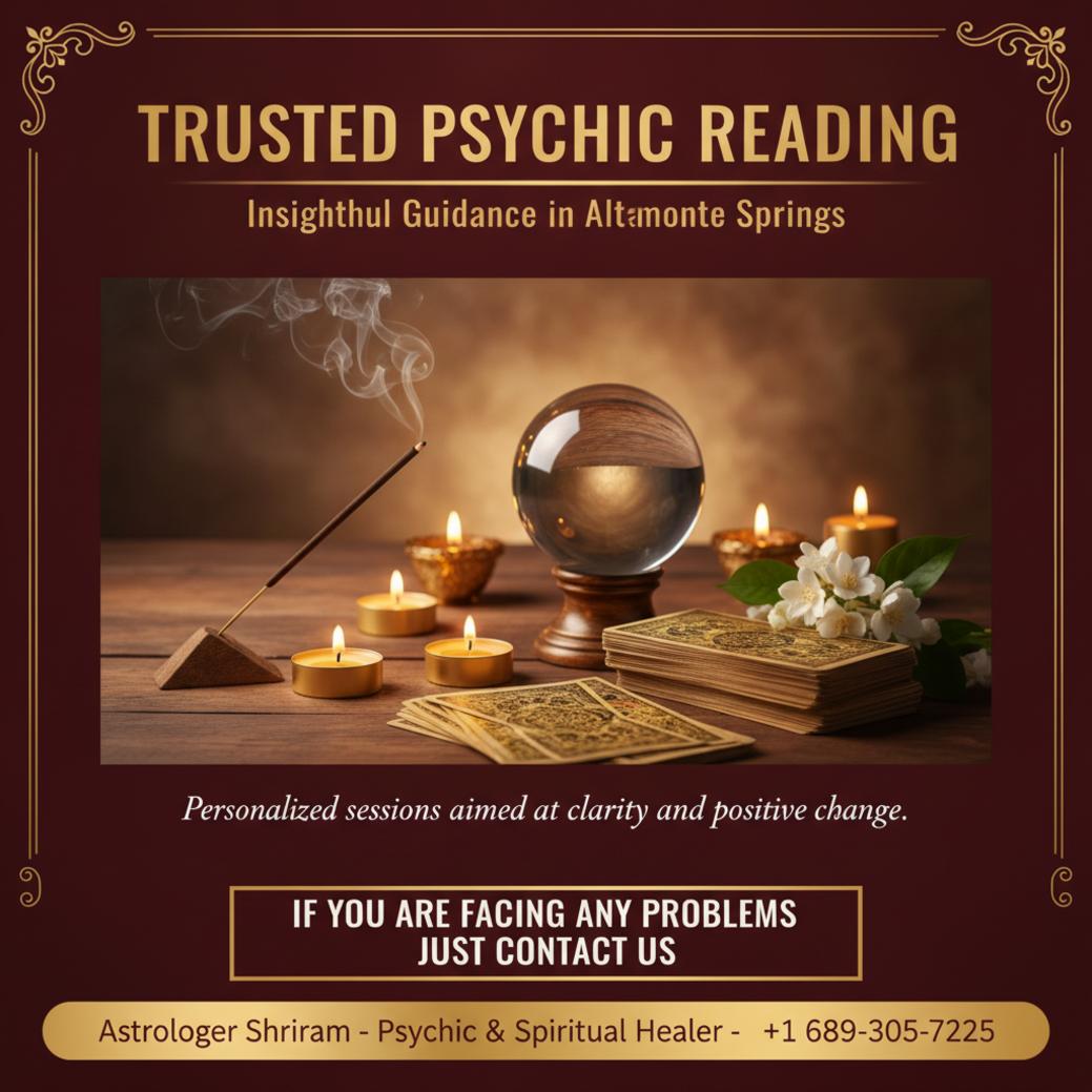 Calm setting with tarot cards and crystal ball for psychic reading in Altamonte Springs