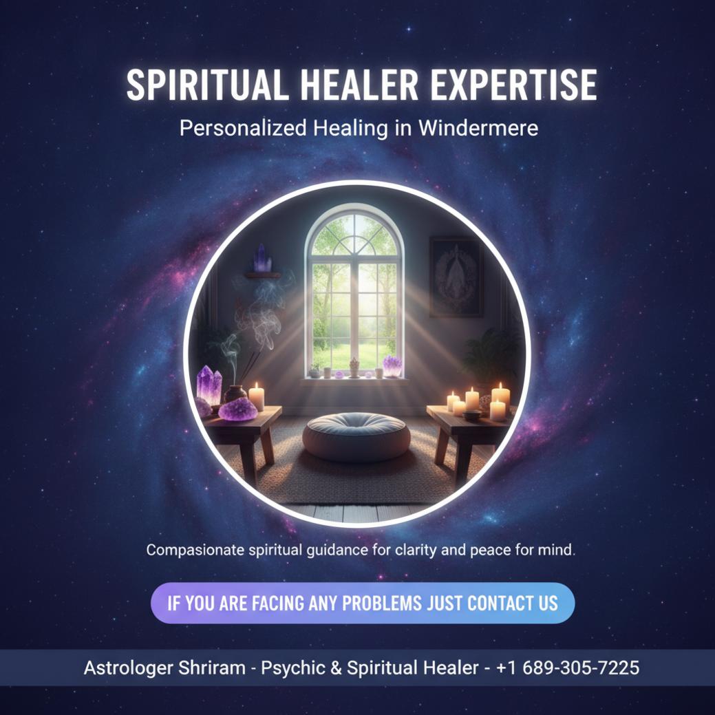 How a Spiritual Healer in Windermere Can Help You Find Calm spiritual healer session space with healing crystals and candles in Windermere, FL