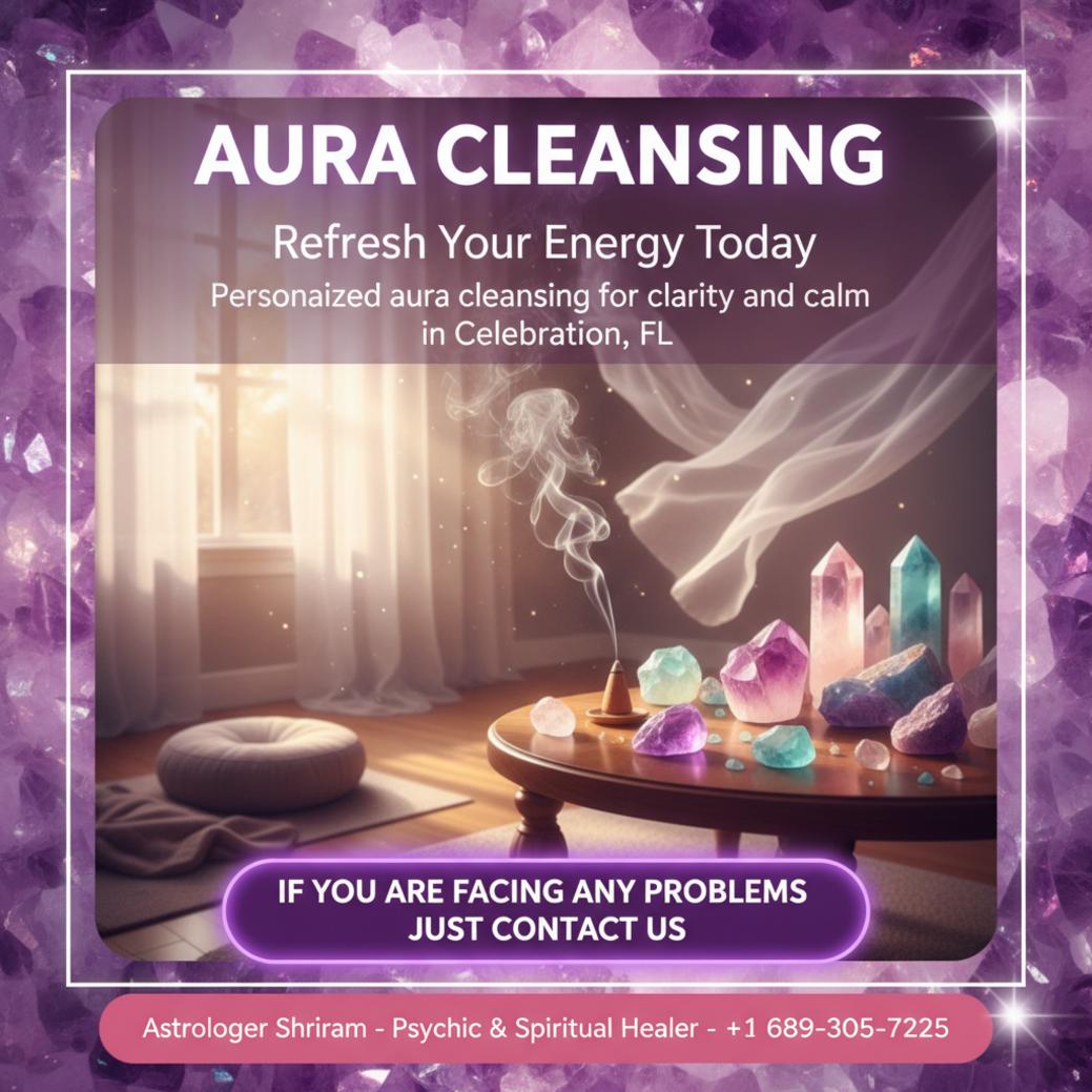 Calm aura cleansing setup with crystals in Celebration, FL room