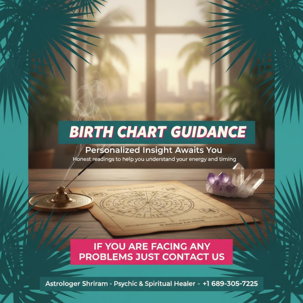 Calm birth chart reading setup with astrological tools in Orlando, FL
