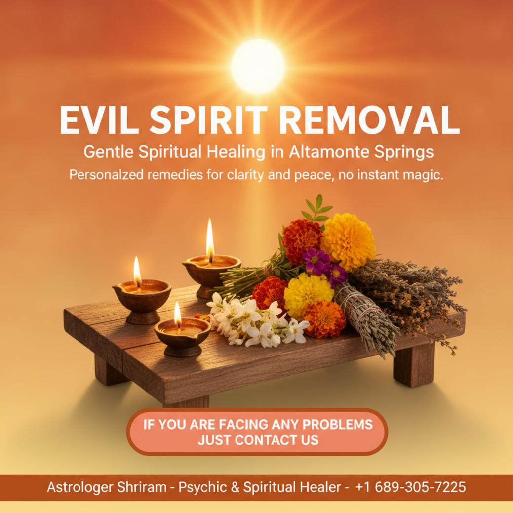 Calm Evil Spirit Removal Guidance in Altamonte Springs, FL serene altar with lamps and herbs for evil spirit removal in Altamonte Springs