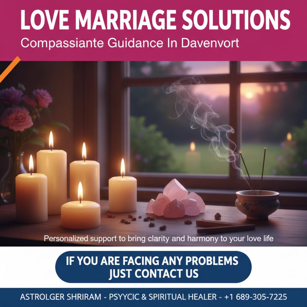 How a Love Marriage Solution in Davenport Can Help You Love marriage solution altar scene with candles and crystals in Davenport