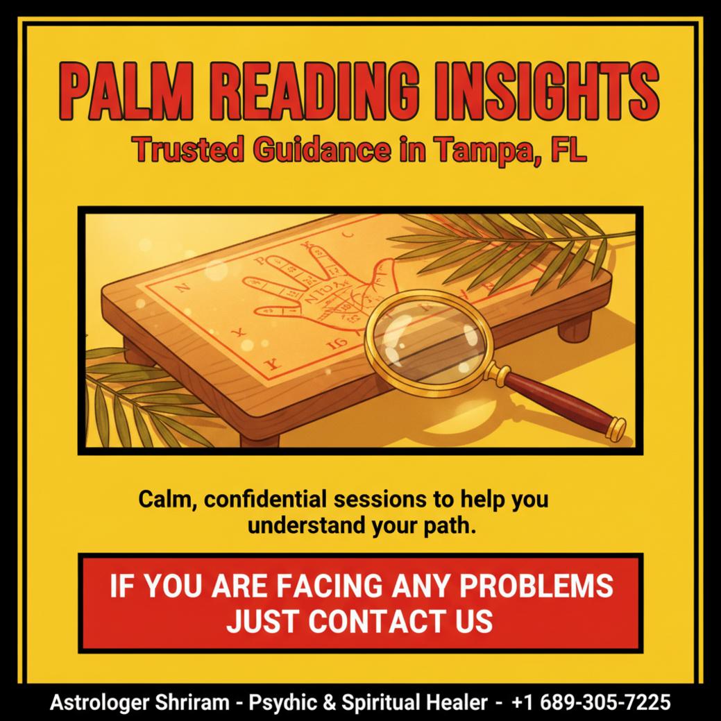 Palm reading setup with chart and tools for Tampa, FL session