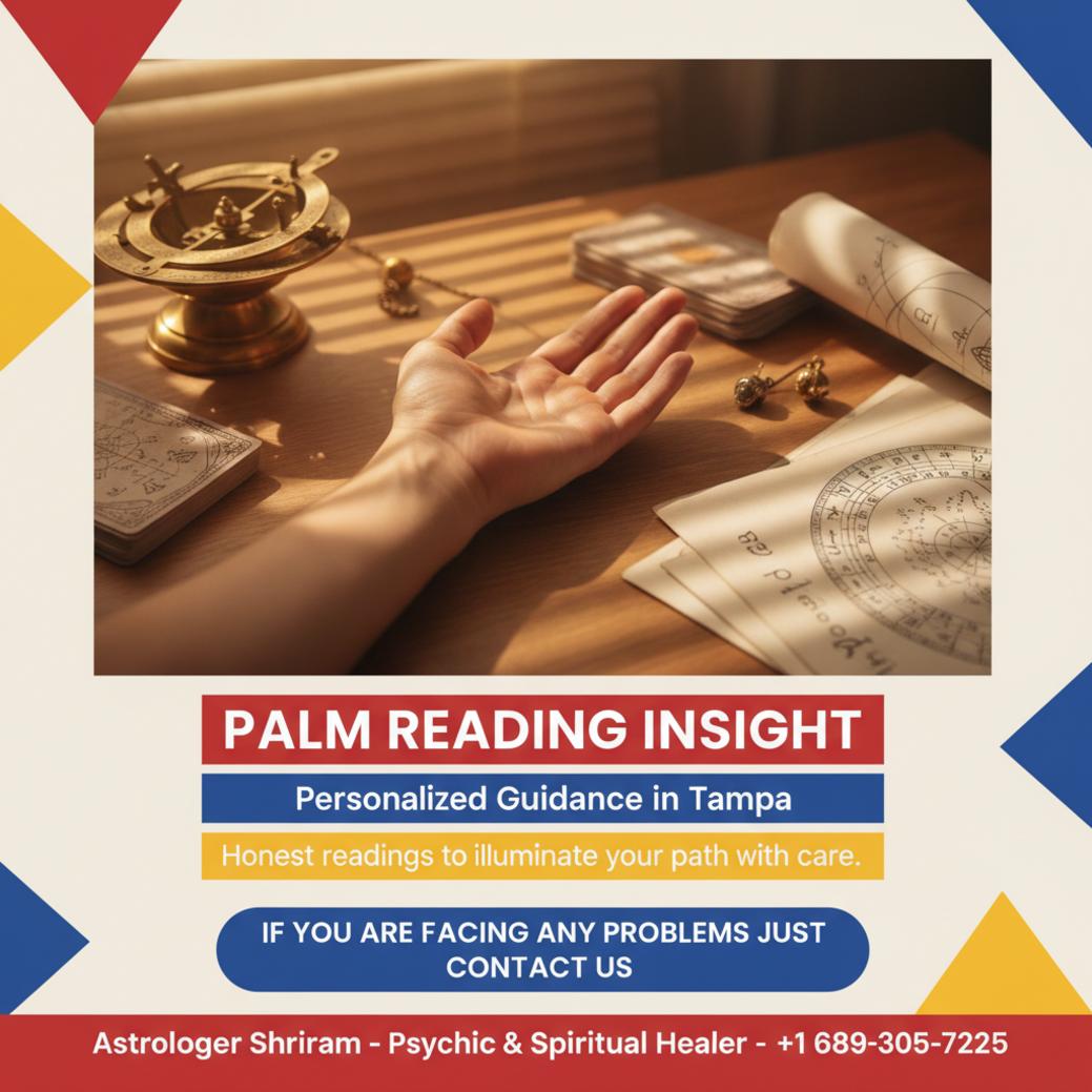 Palm reading session showing hand and palm lines in Tampa, FL