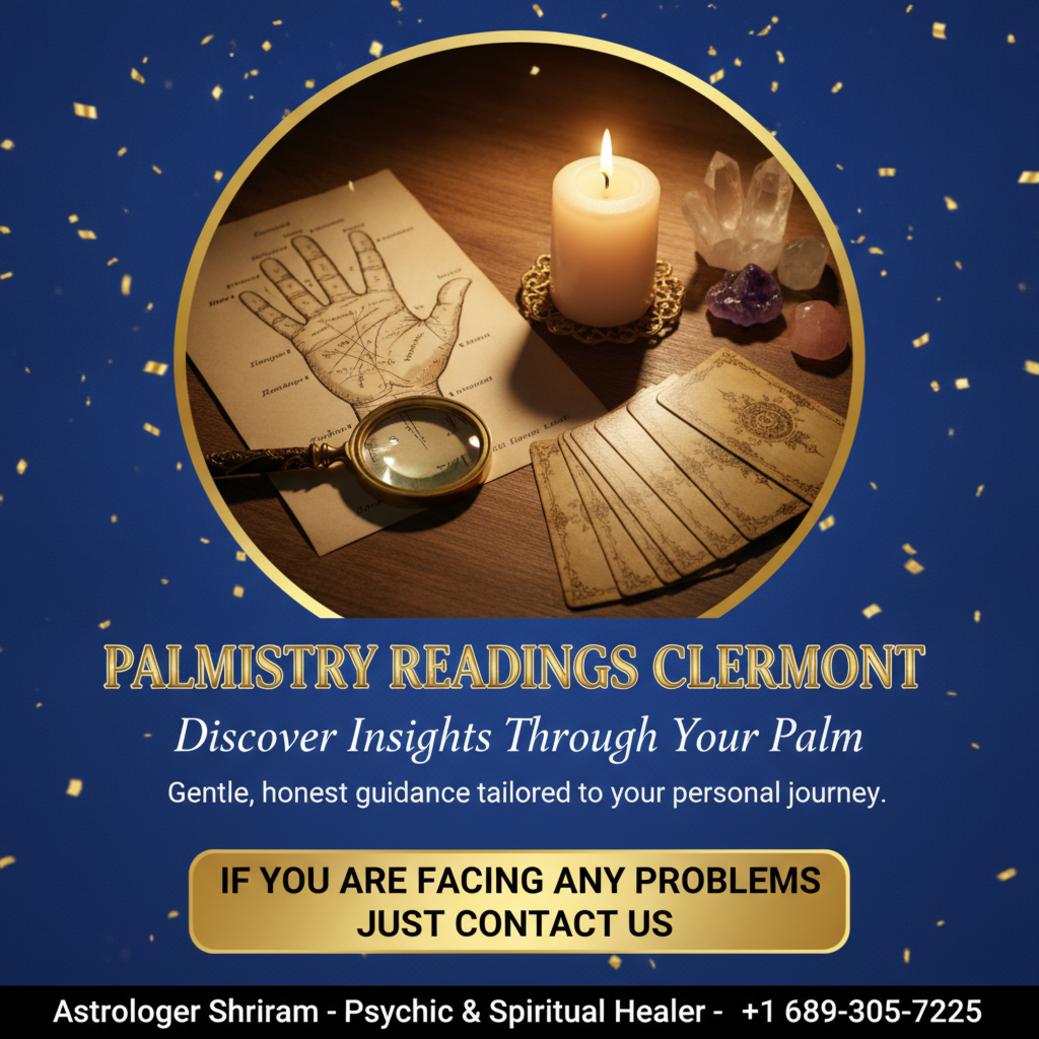 palmistry hand chart and crystal on warm table in Clermont setting