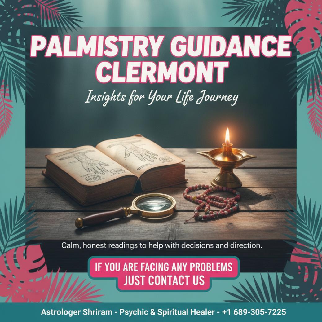 How Palmistry in Clermont Helps You Find Clarity Palmistry tools and warm light in quiet Clermont, FL astrology setting