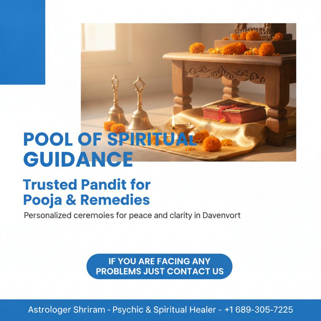 Trusted Pandit for Pooja and Remedies in Davenport, FL Calm pooja altar with traditional items for pandit in Davenport, FL