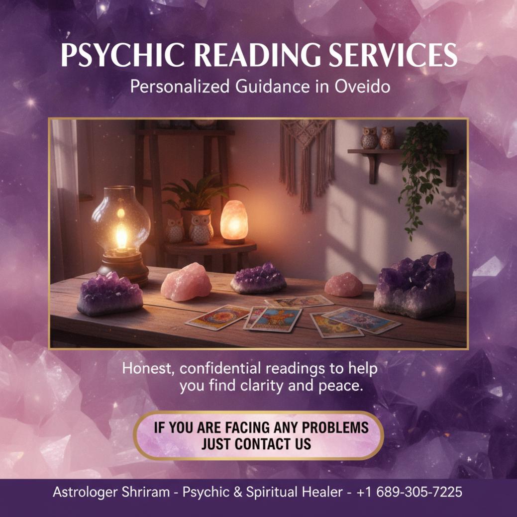 Psychic reading session with spiritual tools in Oviedo setting