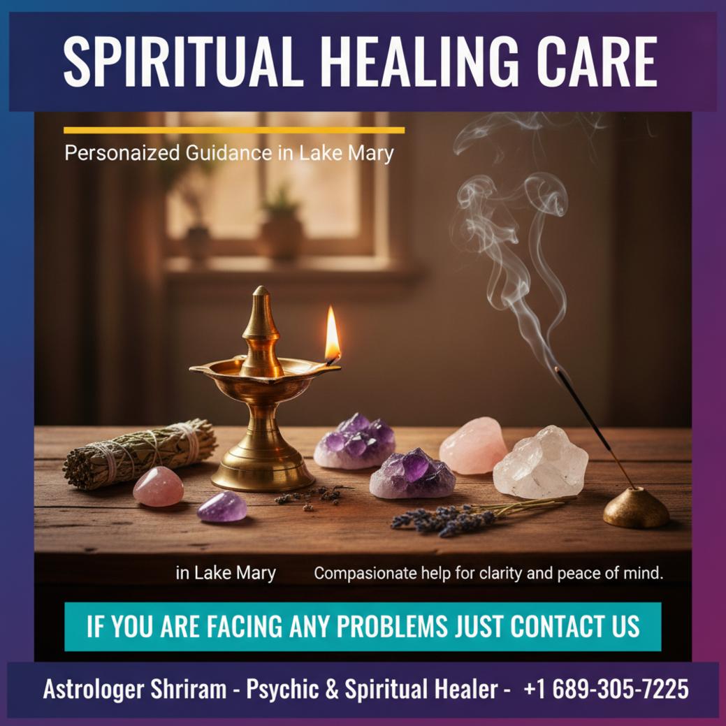 How a Spiritual Healer Can Bring Peace in Lake Mary, FL spiritual healer setup with lamp and crystals in Lake Mary FL