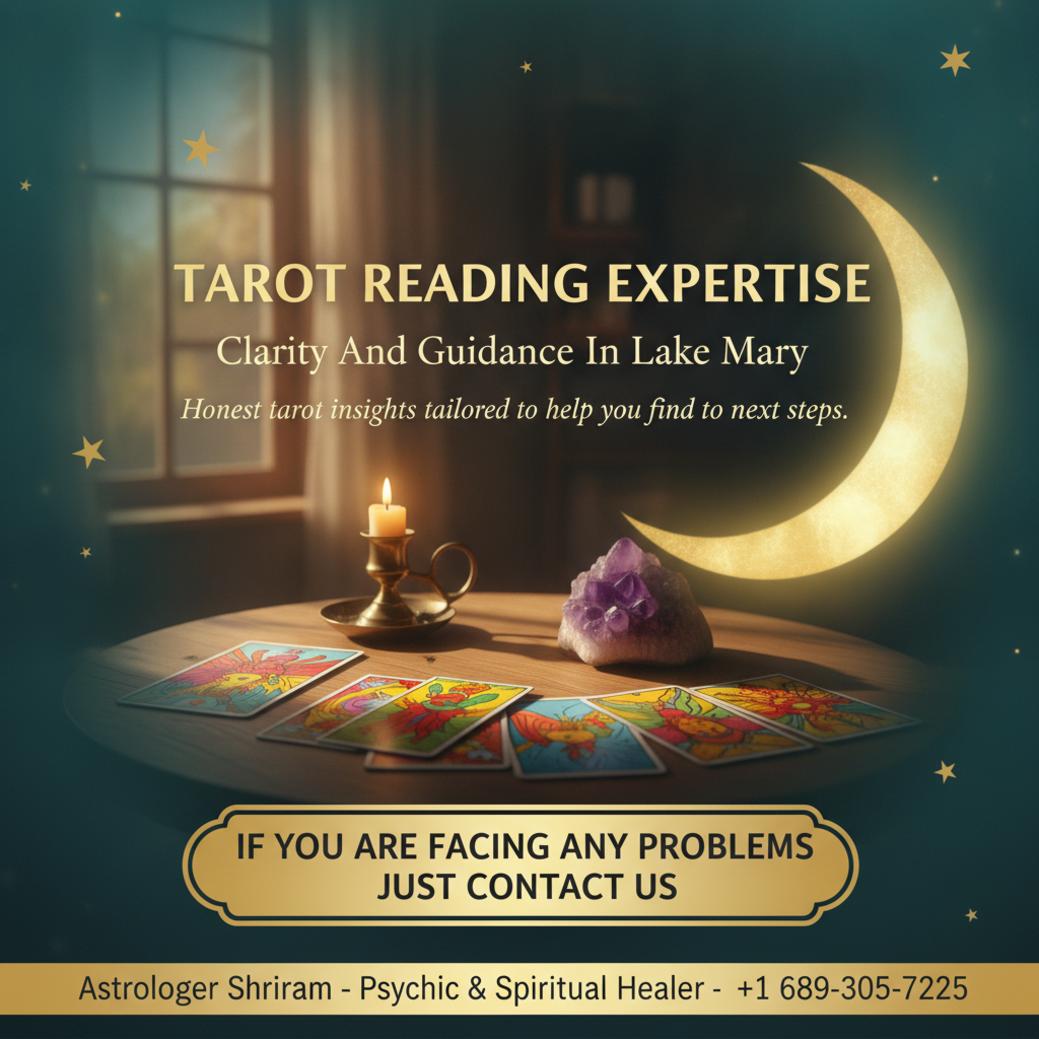 How Tarot Reading Works — A Lake Mary Astrologer Explains tarot reading cards and candle on wooden table Lake Mary