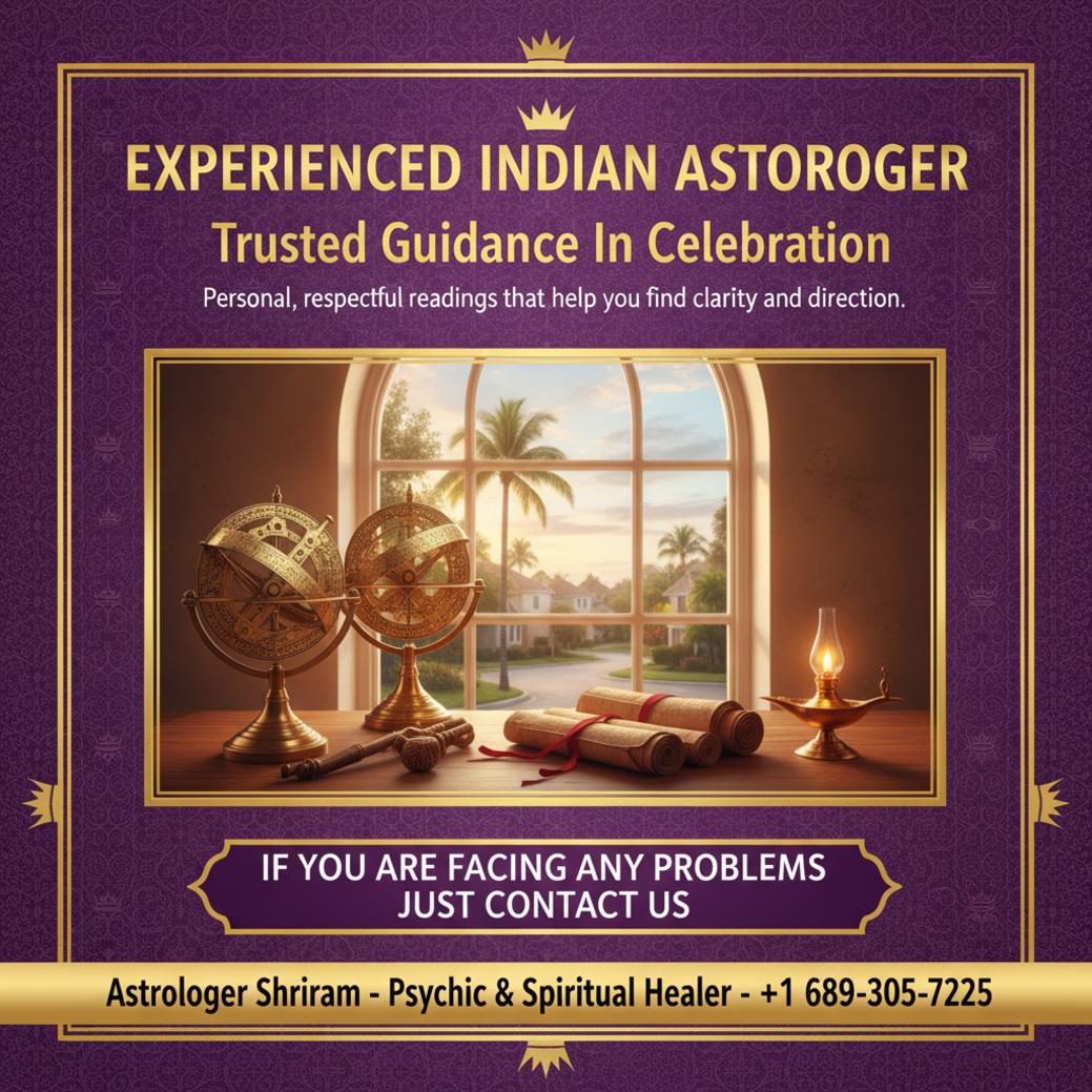 Traditional Vedic astrology tools on wooden desk in Celebration FL