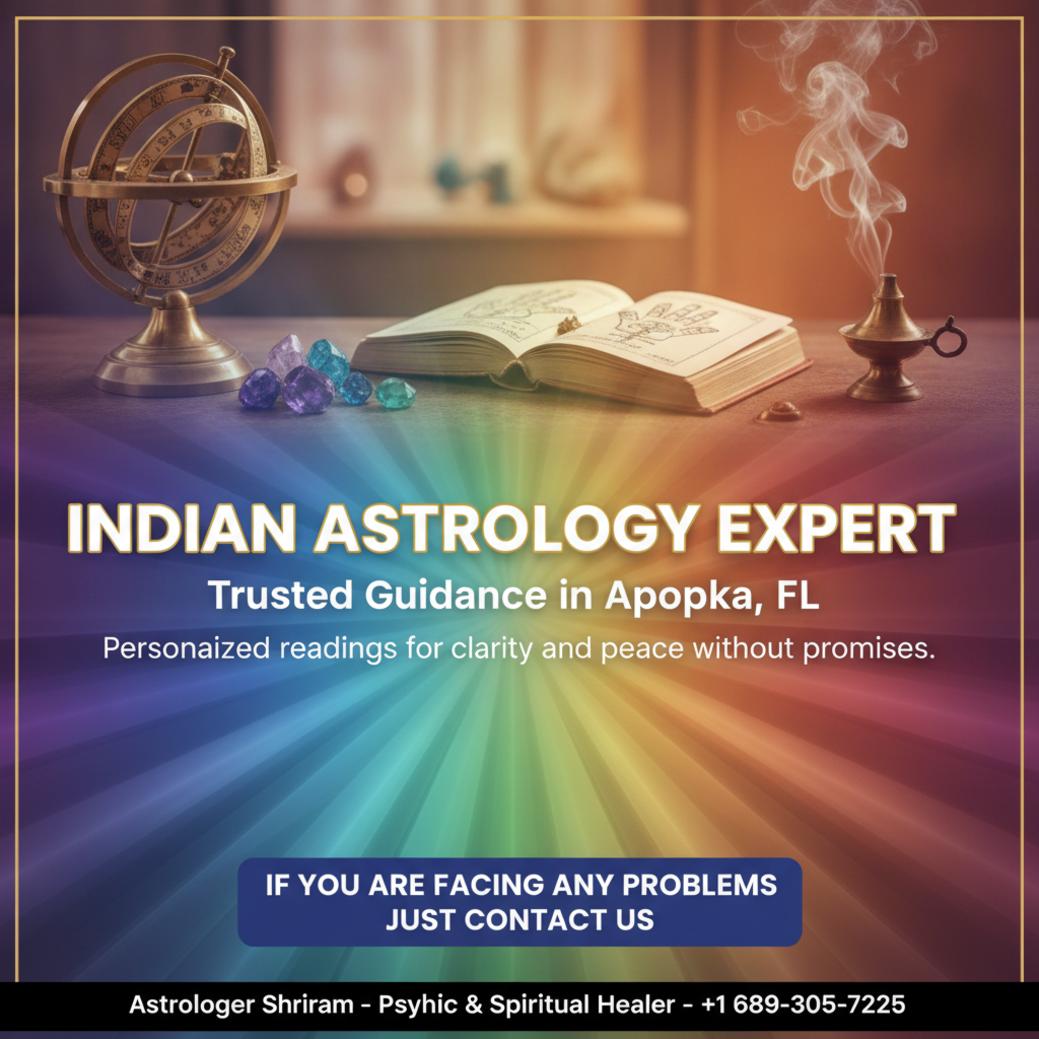 Looking for an Indian Astrologer in Apopka, FL? indian astrologer consultation tools on wooden desk in apopka fl