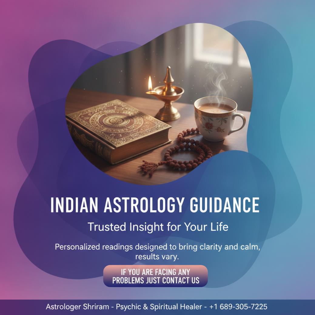 indian astrologer consultation setup with Vedic astrology books in Florida
