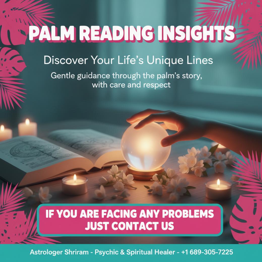 palm reading session setup with crystals in Celebration, FL