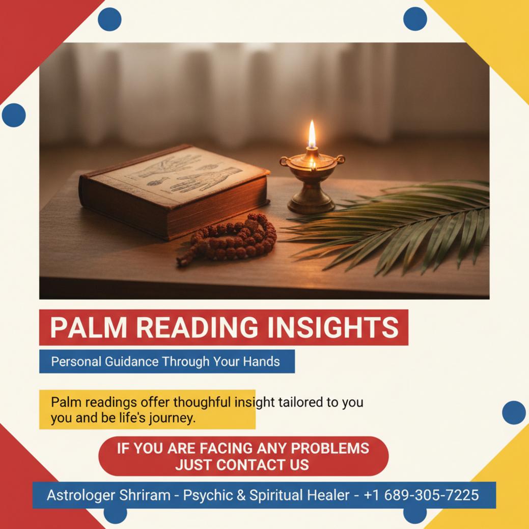 Palm reading session setup with traditional tools calm atmosphere Florida
