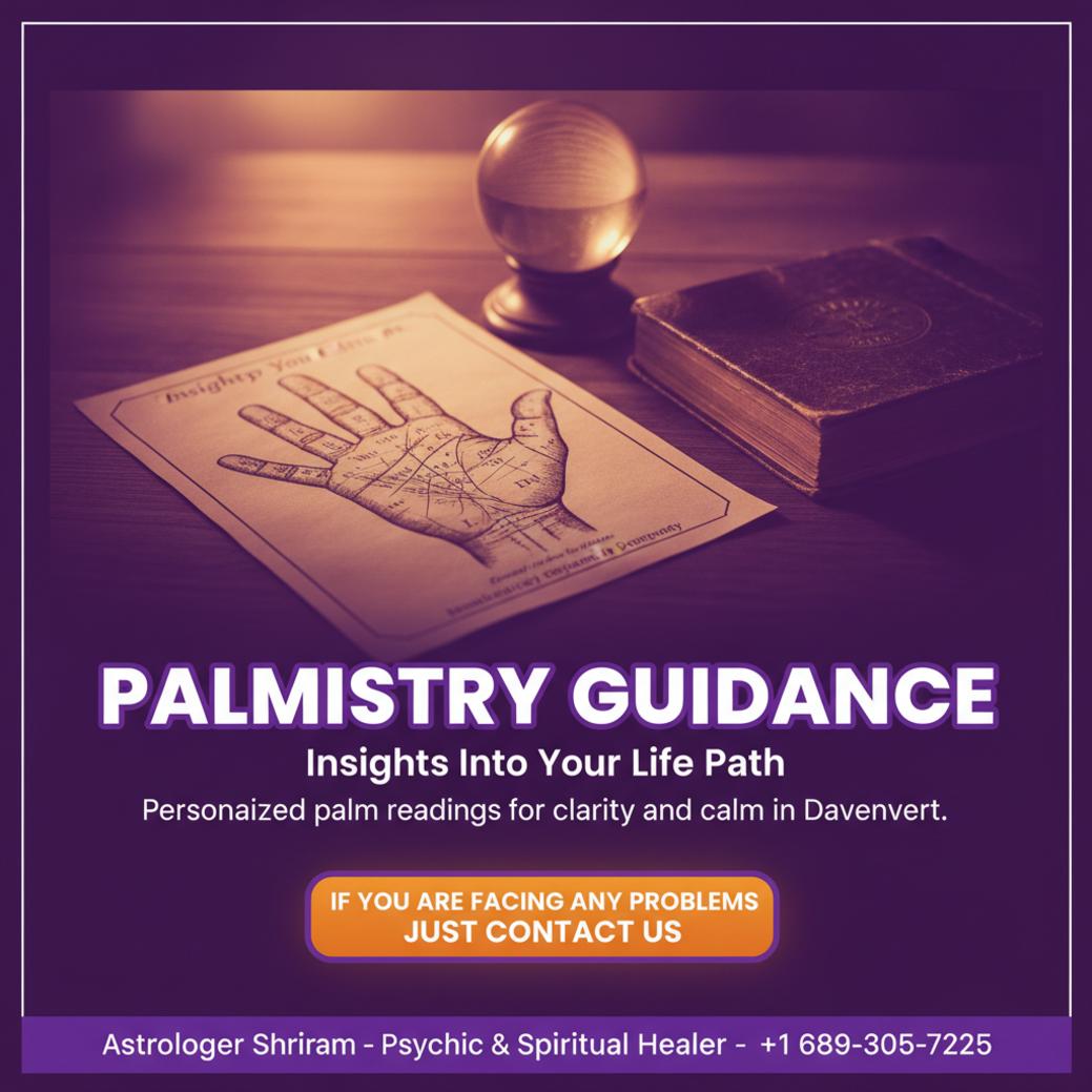 palmistry hand chart on wooden table with calm lighting Davenport FL