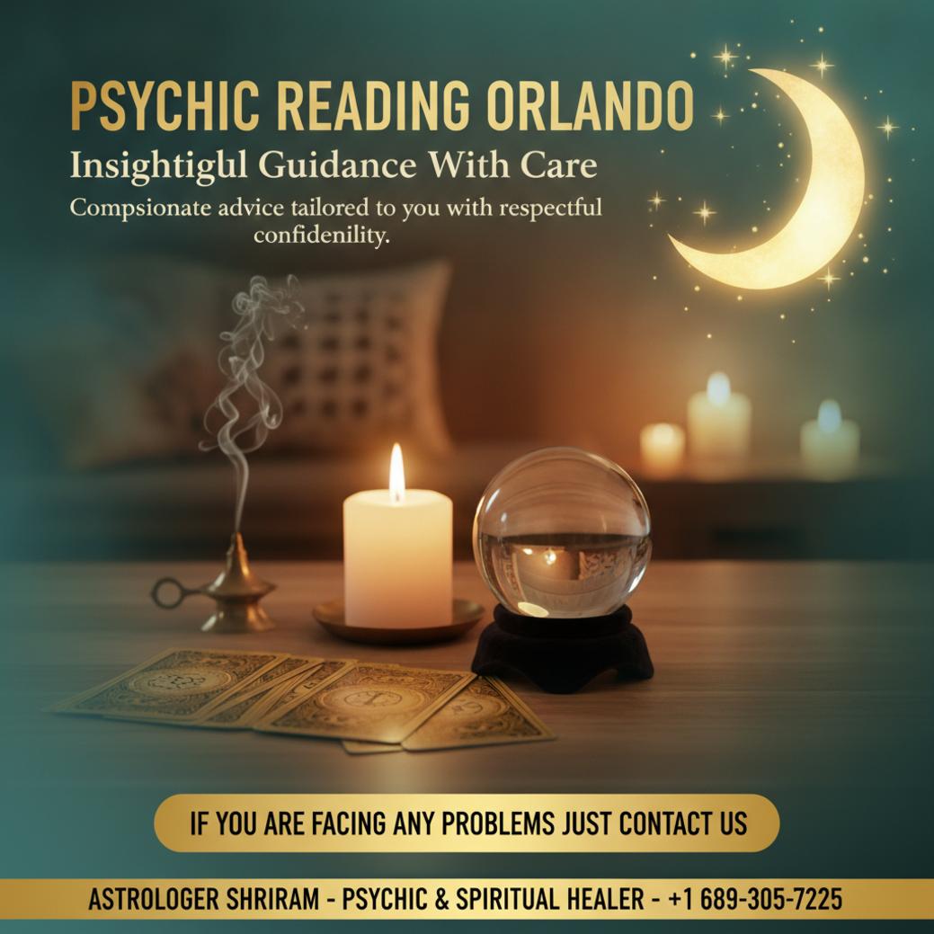 Psychic reading setup with tarot cards and crystal ball in Orlando