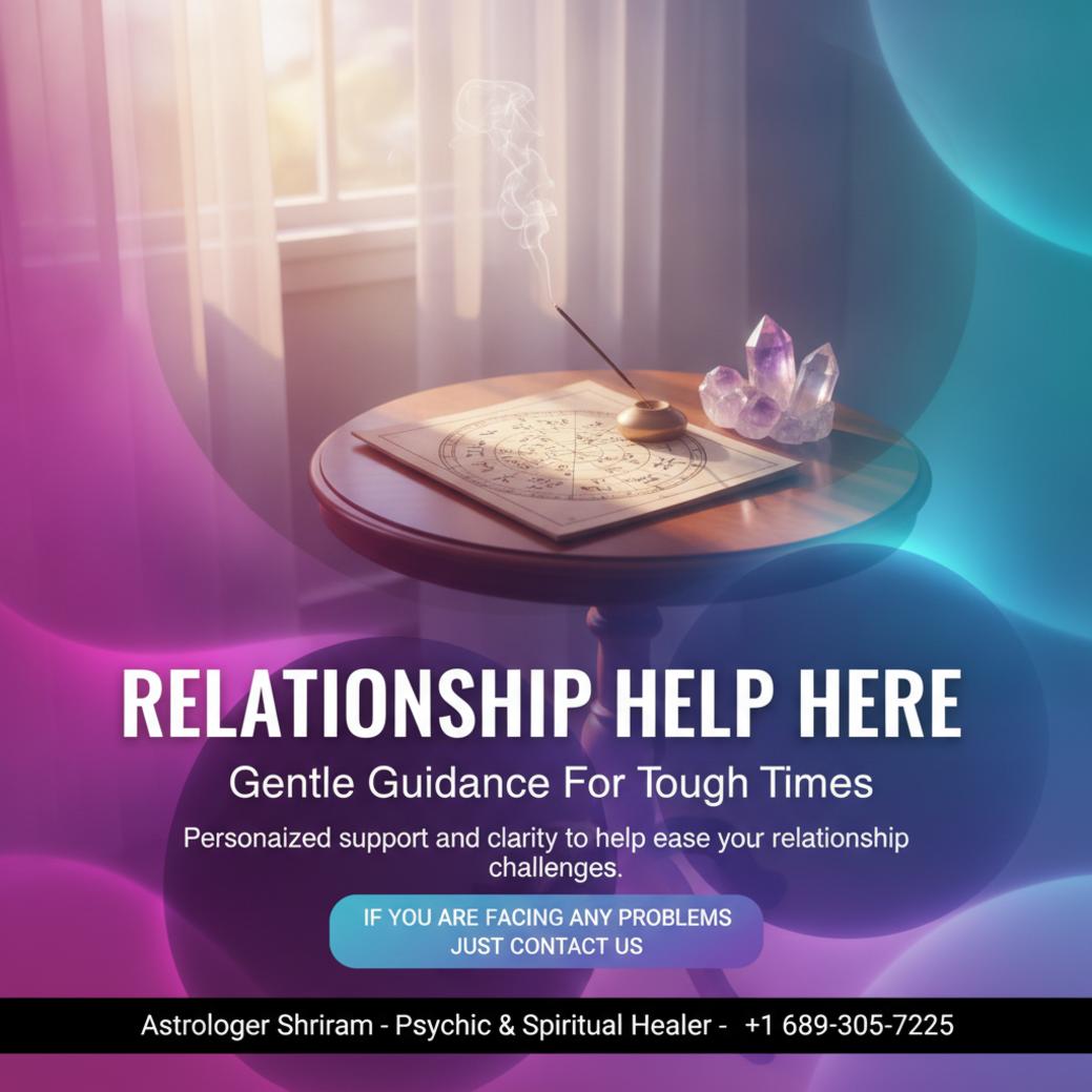How to Find Relationship Problem Solution in Florida peaceful astrology room with birth chart and crystals for relationship problem solution in florida