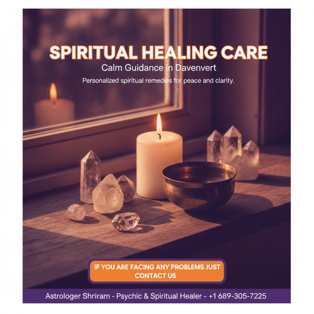 Spiritual healer altar with crystals and candle in Davenport, FL