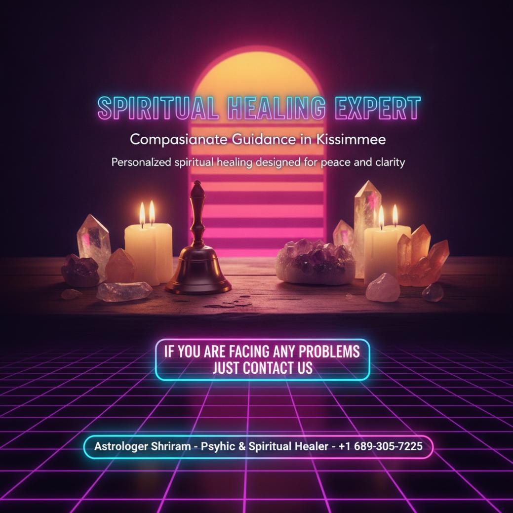 Spiritual healing setup with candles and crystals in Kissimmee, FL