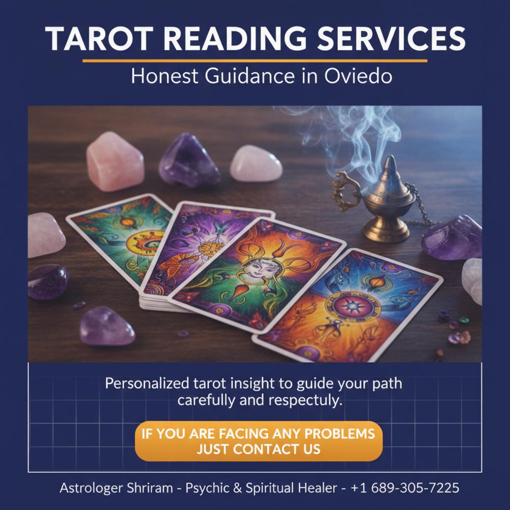How Tarot Reading in Oviedo Can Help You Find Clarity Tarot reading setup with cards and crystals in Oviedo, FL