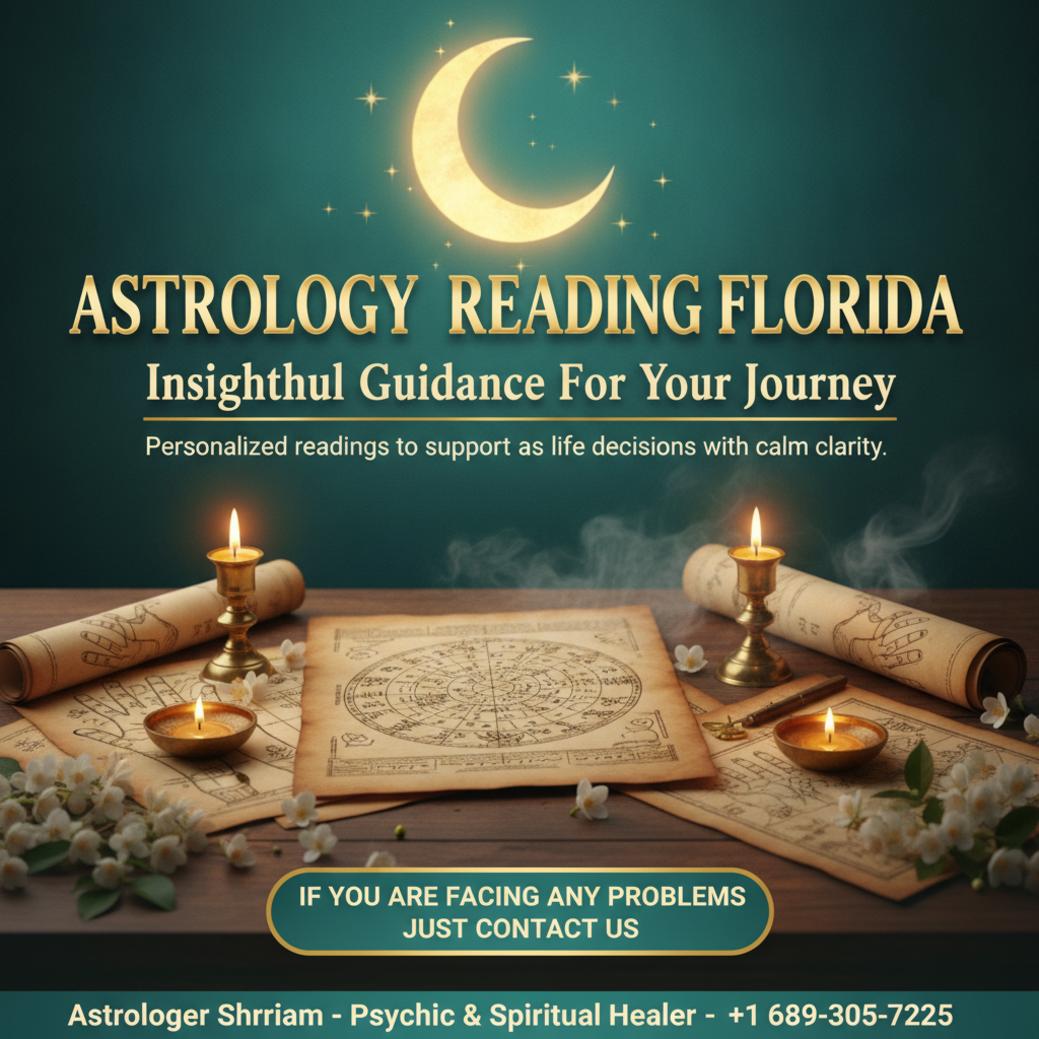 How Astrology Reading in Florida Can Help You Find Clarity Softly lit Vedic astrology reading tools on a table in Florida
