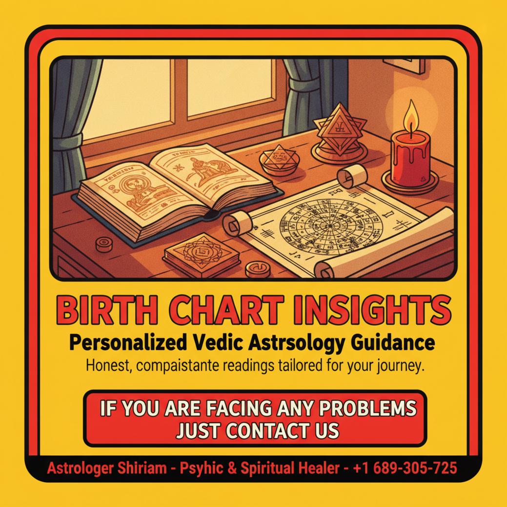 How Birth Chart Reading Supports Your Path in Orlando, FL Birth chart reading layout with Vedic astrology tools in Orlando office