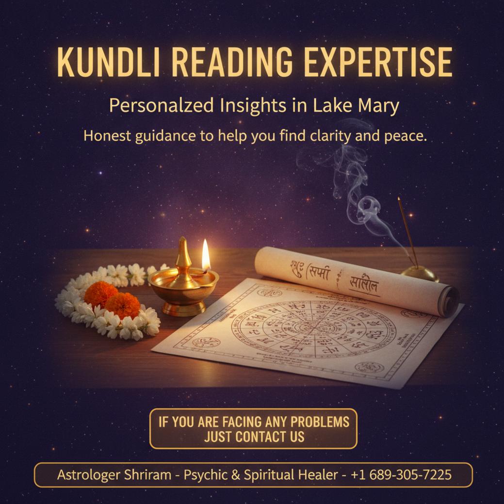 Kundli reading setup with birth chart near Lake Mary, FL