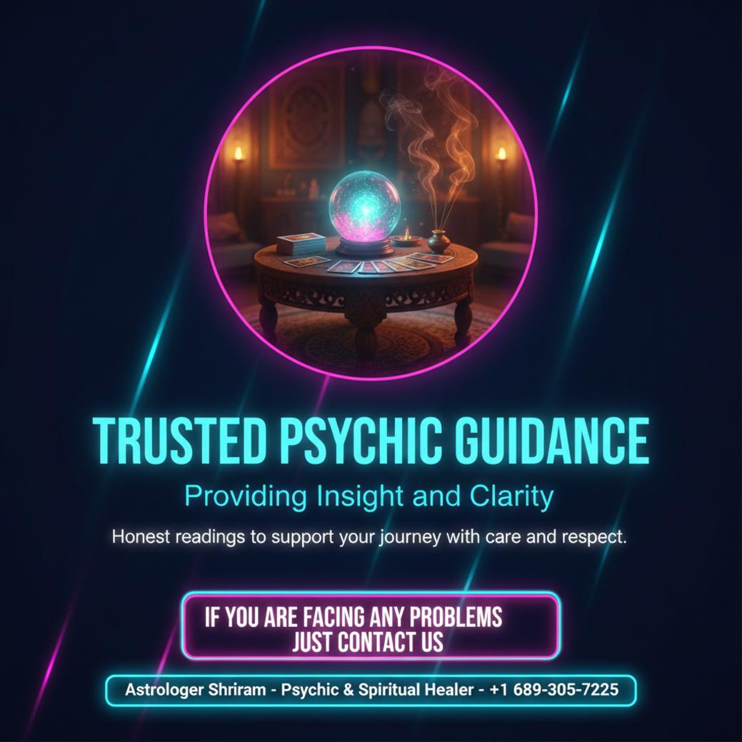 Calm and Trusted Psychic in Orlando, FL Softly lit psychic reading table with tarot cards and crystal ball in Orlando room