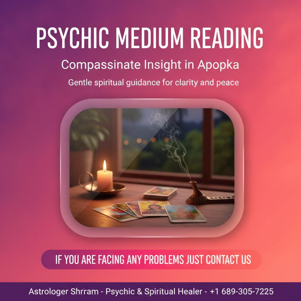 psychic medium reading session setup in Apopka FL with candles and tarot cards