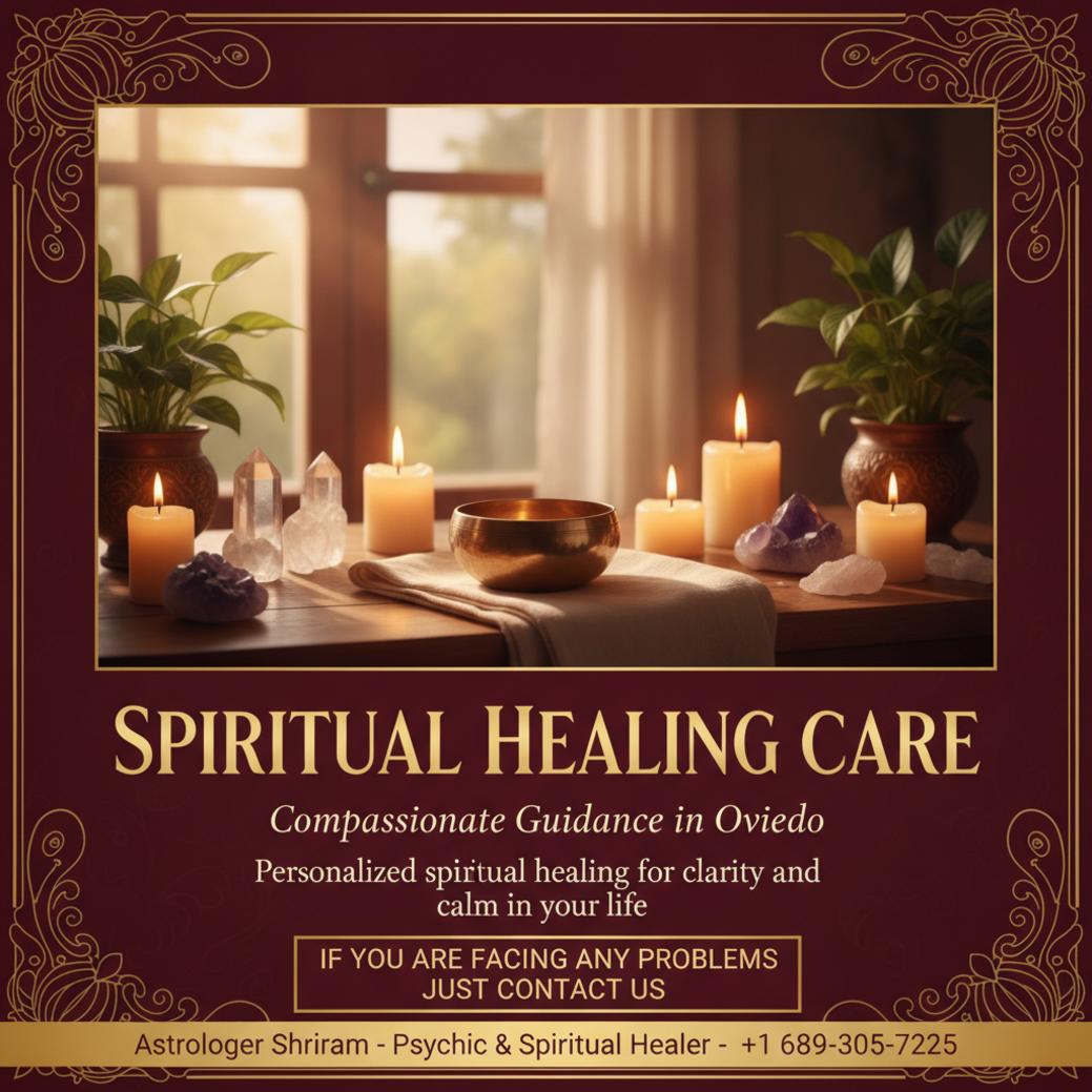 Calm altar with candles and crystals for spiritual healer in Oviedo