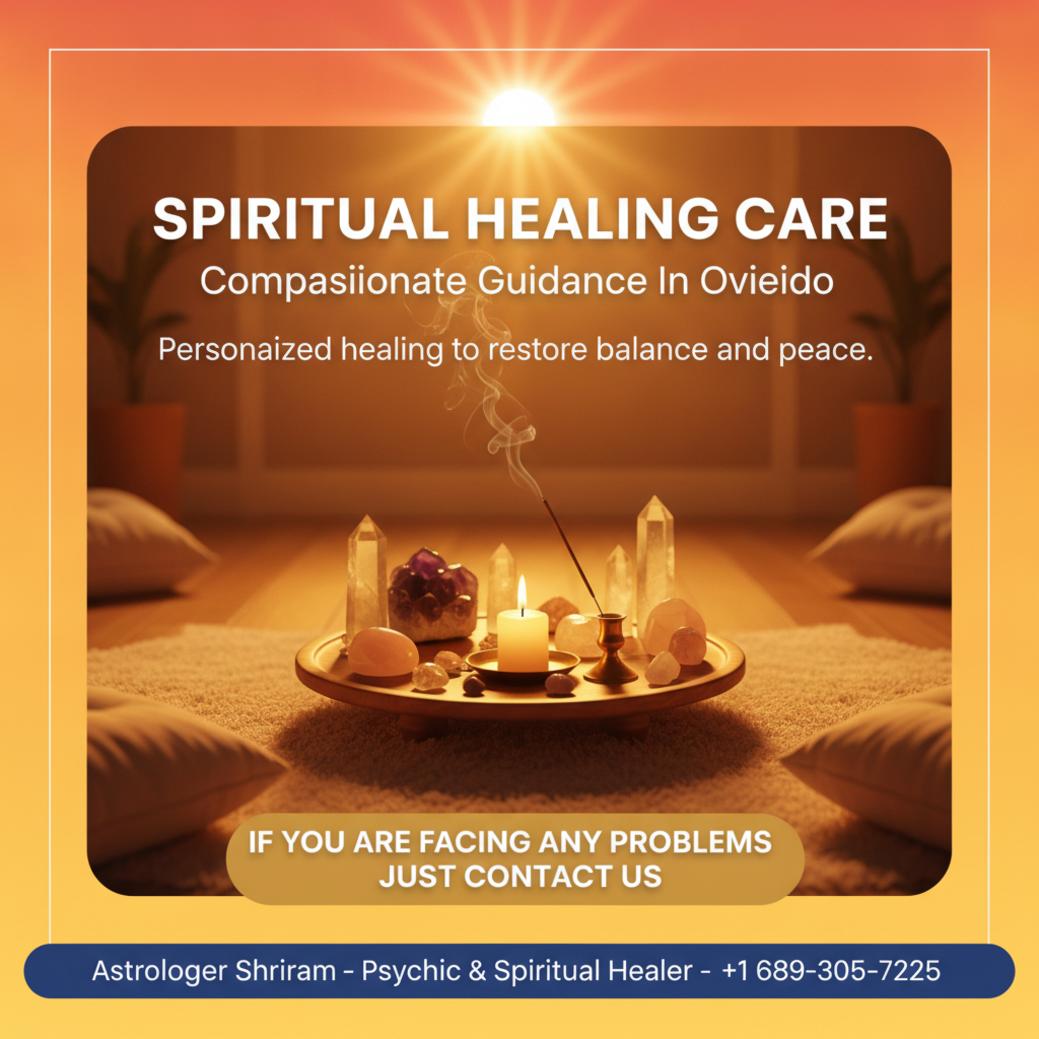 spiritual healer with calming energy healing setup in Oviedo Florida